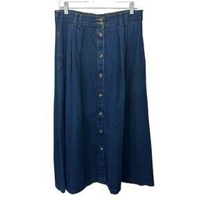 Vintage Hunt‎ Club Denim Skirt Womens 14 Denim Prairie Cottage Pockets 80s USA